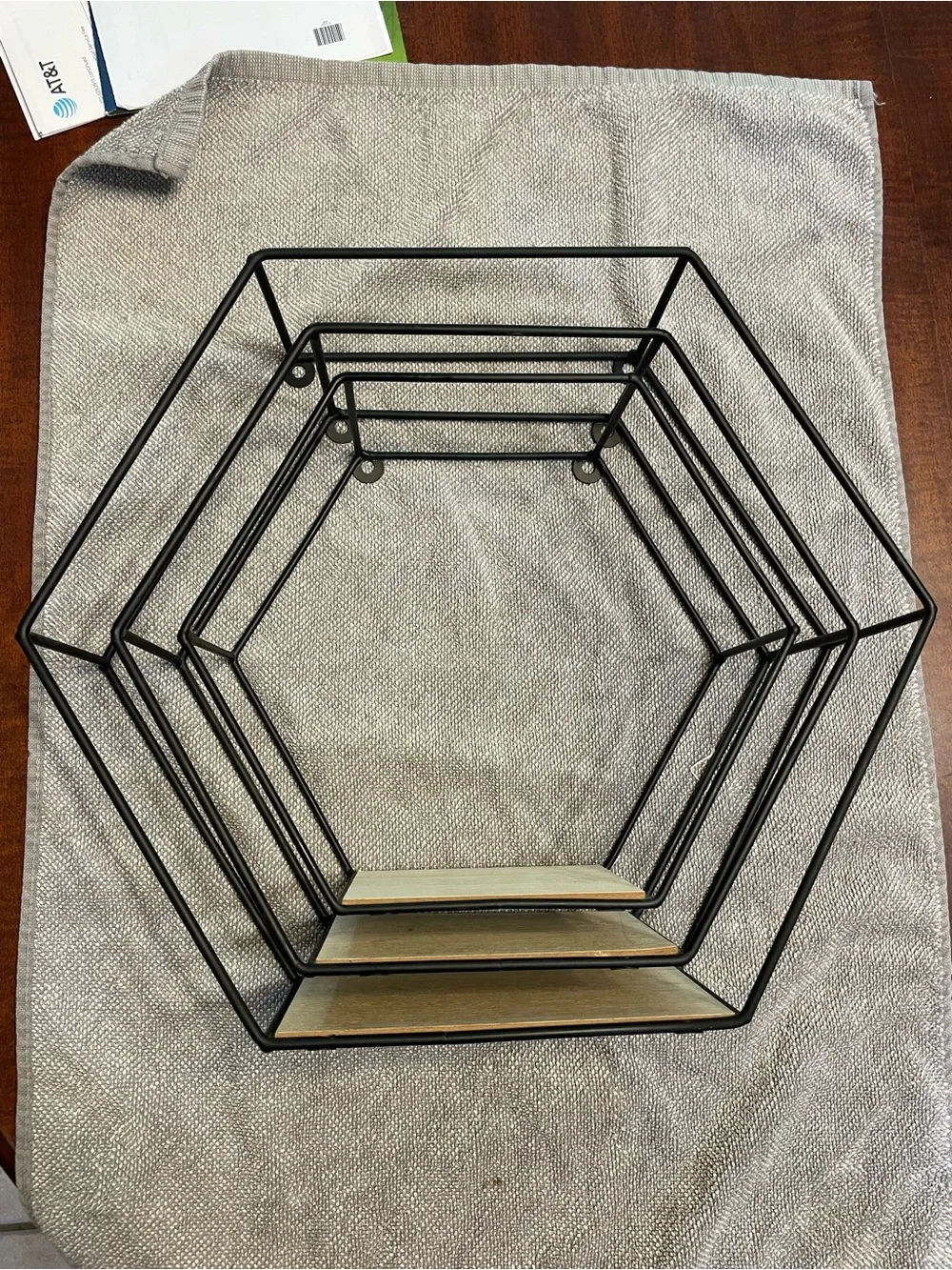 3 Black Hexagon Metal Wall Shelves-Modern Wall Decor.  Plants NOT included